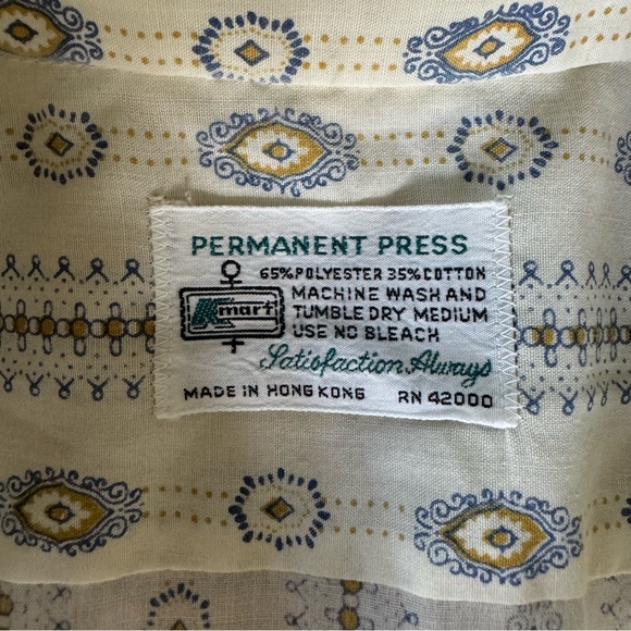 Kmart Men’s Vintage Short Sleeve Button Down Shirt Medium Natural - Picture 4 of 5